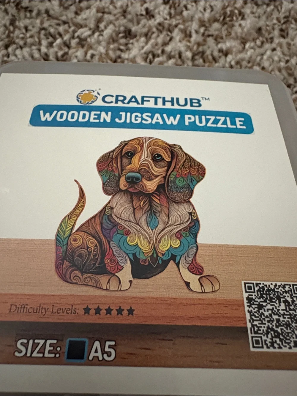 Crafthub Wooden Jigsaw Puzzle - Colorful Dog Design (Multicolor) NEVER OPENED